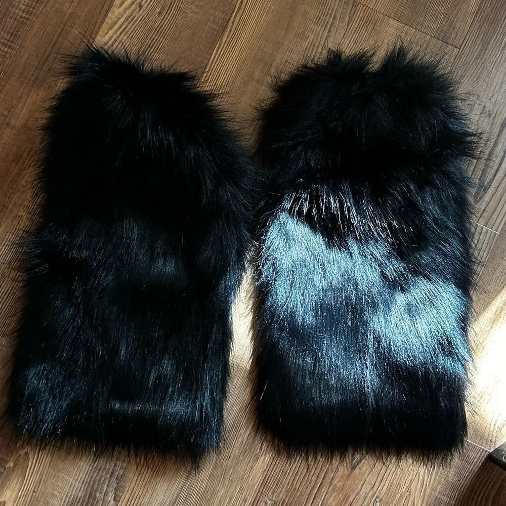 Black Faux Fur Leg Warmers - Women Accessories Hosiery & Socks